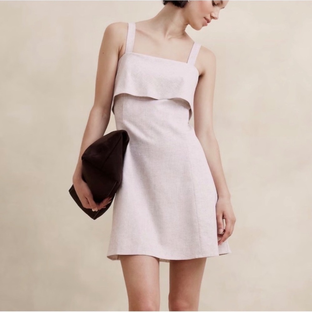 VGUC Banana Republic Factory Linen Blend dress Flax/oatmeal  size 8 ~ $100